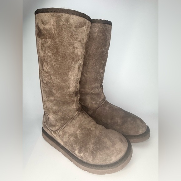 UGG Classic Tall Boots Sunset Brown Women’s Size 9 Shearling Suede Winter - Picture 7 of 9